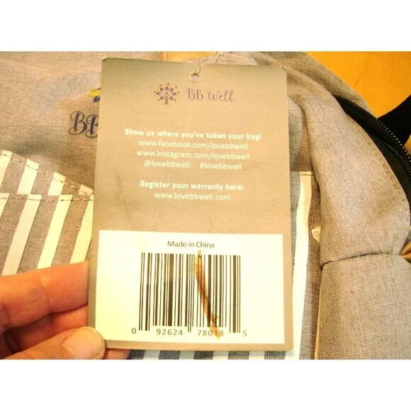 BB Well Diaper Bag Backpack with PEVA Waterproof Changing Pad Spacious Pockets - Picture 9 of 12